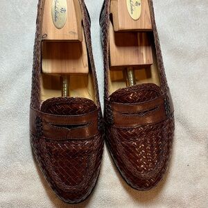 Nettleton Classic Brown Woven Leather Slip-On Loafers